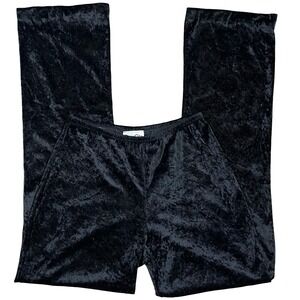 Rave City Vintage Pants Womens M Black Crushed Velvet Flare Leg 90s Y2K Goth